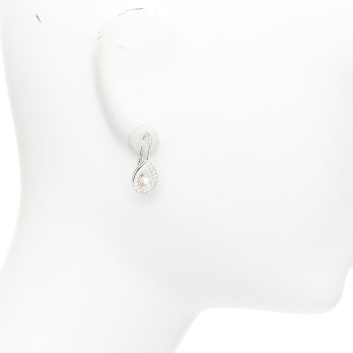 CHAUMET Josephine Aigrette Akoya pearl diamond 18k white gold stud earrings pair