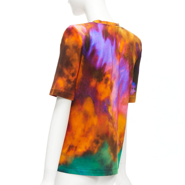 THE ATTICO Bella tie dye logo embroidery power shoulder tshirt IT36 XXS