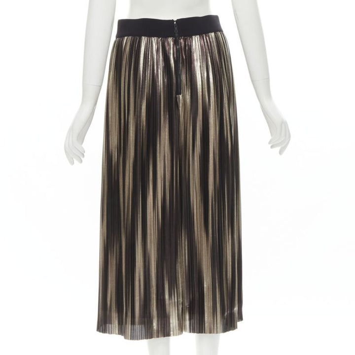 ALICE OLIVIA metallic gold pleated plisse midi skirt US8 M