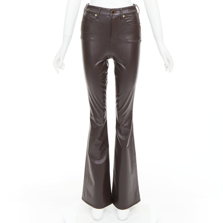 VERONICA BEARD Beverley Skinny Flare High Rise brown faux leather pants 24"