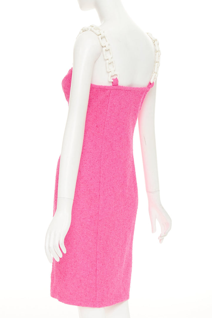 MOSCHINO Cheap and Chic Chunky Chain barbie pink boucle dress IT44 L