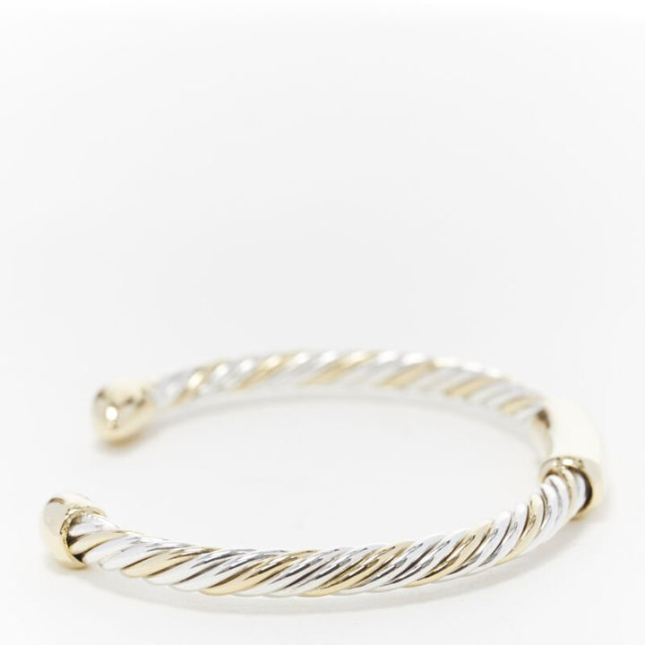 vintage BVLGARI JEWELLERY 18k white yellow gold twist bangle cuff bracelet