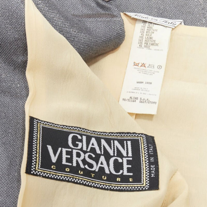 GIANNI VERSACE 1998 Vintage metallic silver lurex embroidered back vest