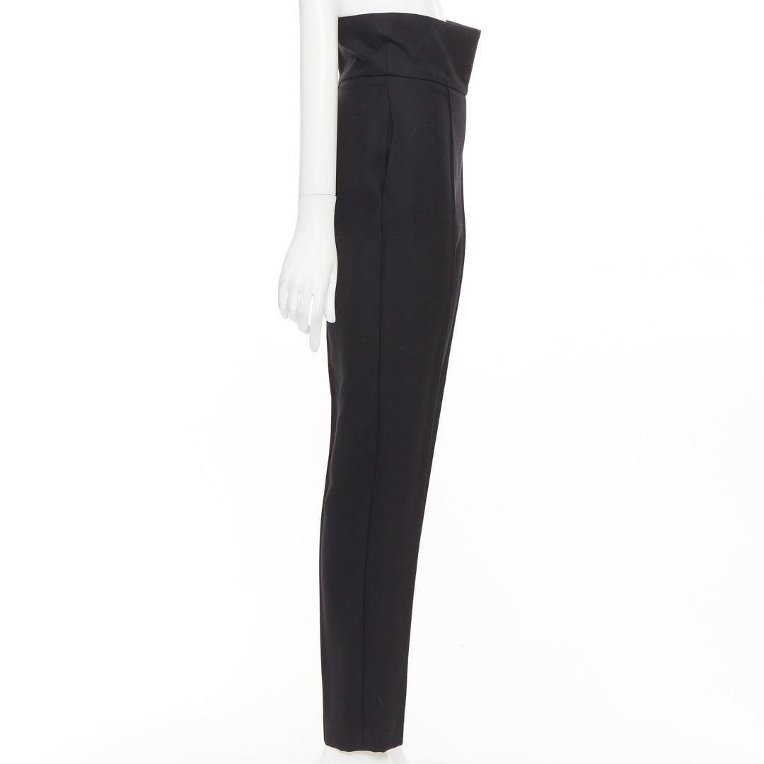 ALEXANDRE VAUTHIER black 100% wool high waisted pleat front cropped pants FR36 M