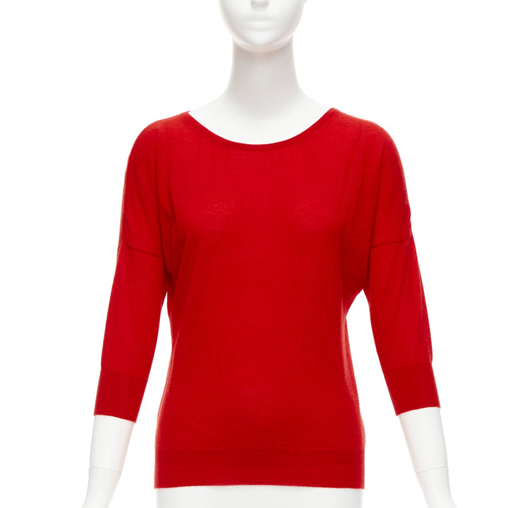 ALEXANDER MCQUEEN 100% cashmere red drop sleeve wide neck sweater top XS