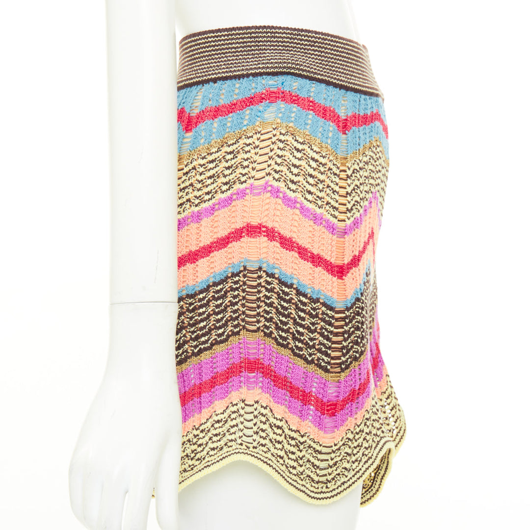 M MISSONI multicolor chevron zig zag cotton crochet knit beach shorts IT38 XS