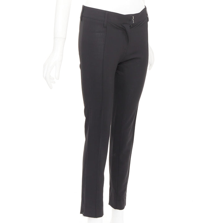 BALENCIAGA 2005 pleated front big belt loops tapered dress pants trousers FR36 S