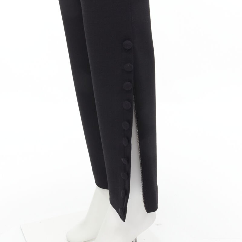 THE ROW black virgin wool button hem straight leg trousers pants US2 XS