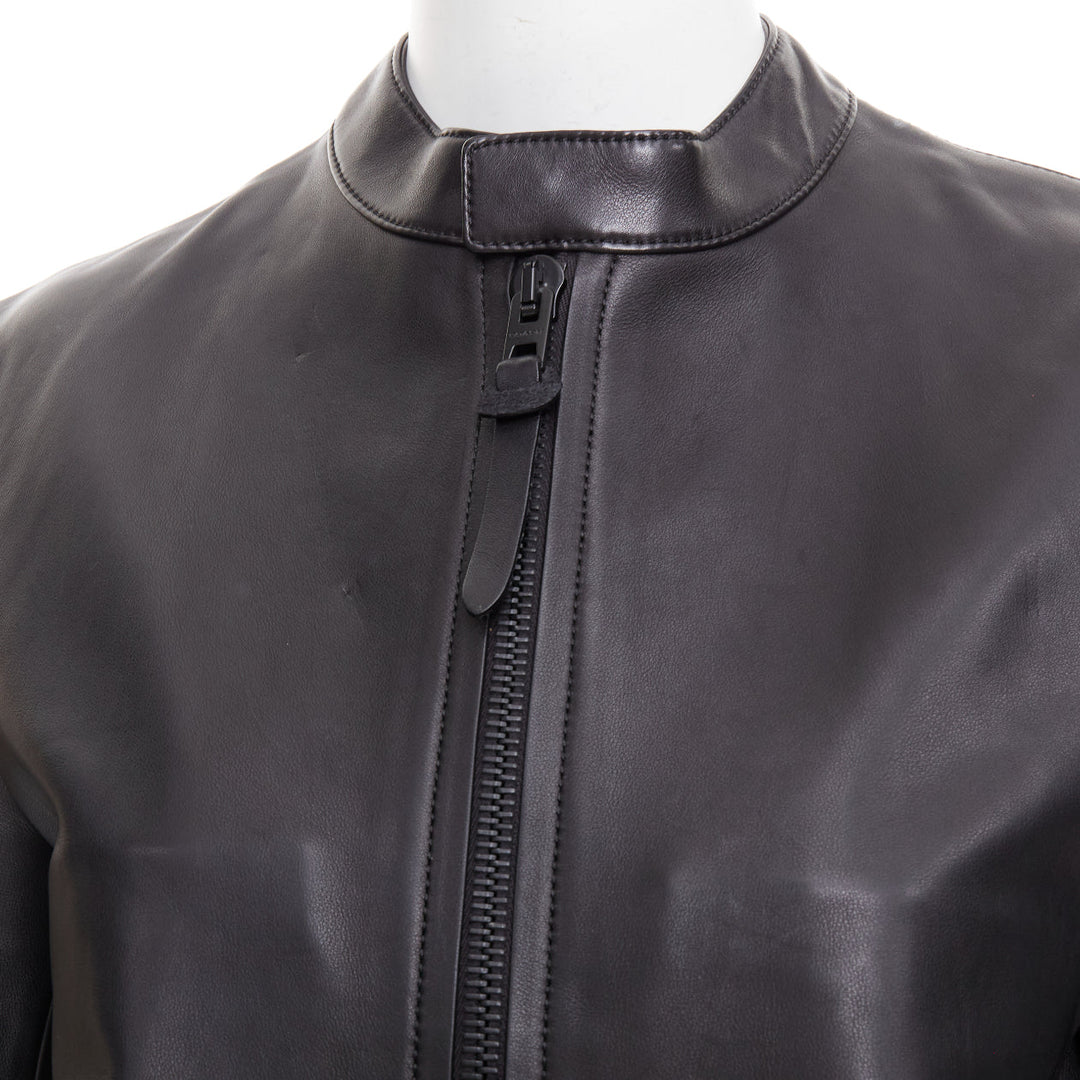 COACH Racer black cow leather zip up racing jacket US0 XS