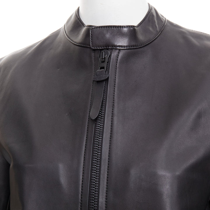 COACH Racer black cow leather zip up racing jacket US0 XS