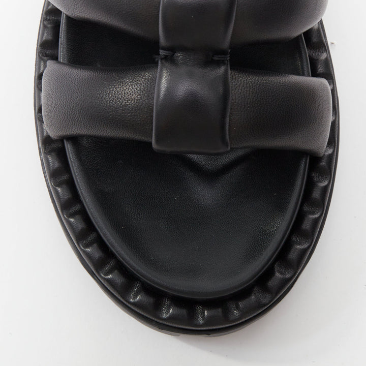 PRADA Blow black padded nappa leather strappy lug sole slingback sandals EU38.5