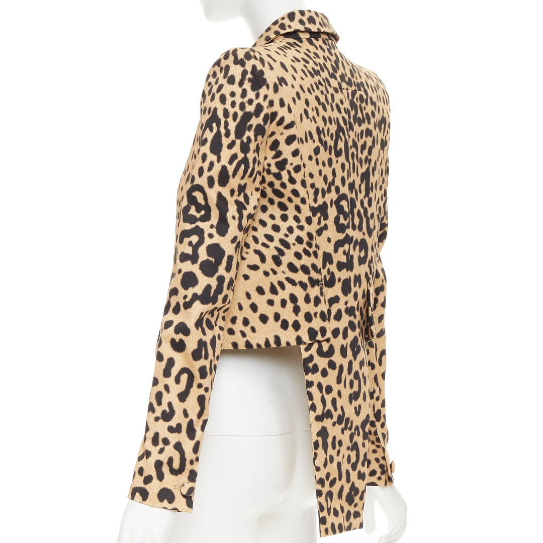GIVENCHY 2012 leopard paneled cotton tailcoat tuxedo blazer IT36 XXS