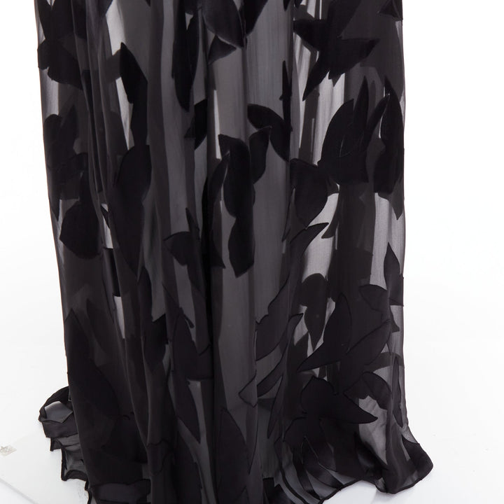 SAINT LAURENT 2023 Runway black  butterfly applique sheer maxi dress T2 M
