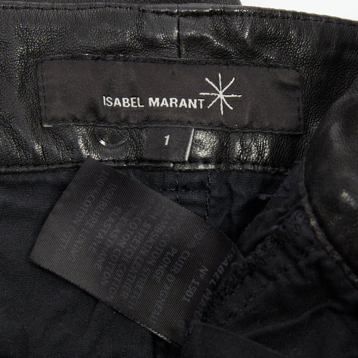 ISABEL MARANT black lambskin leather mid rise ankle zip skinny pants Sz1 XS