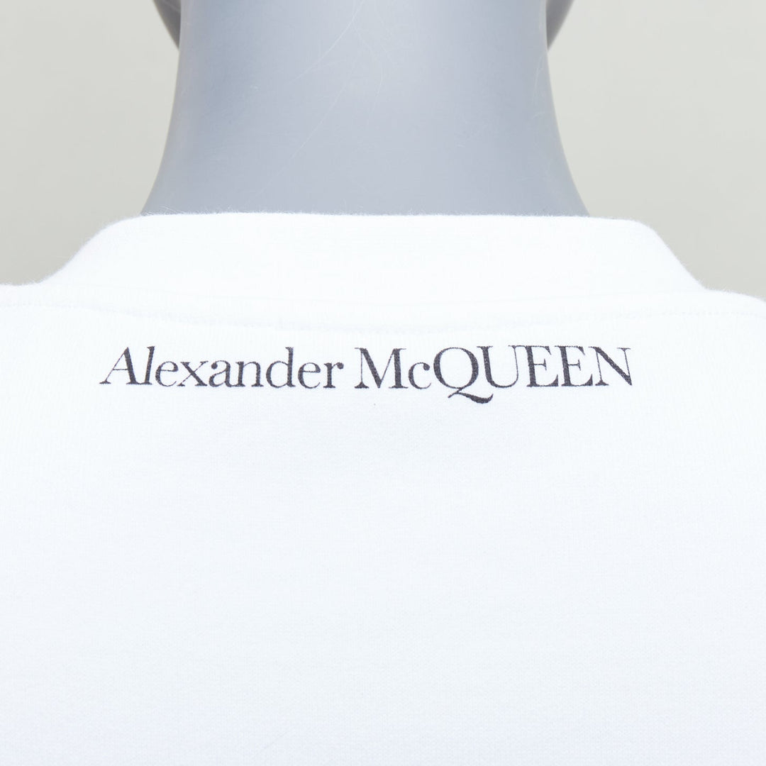 ALEXANDER MCQUEEN 2022 white cotton corset bustier print crop sweater IT38 XS