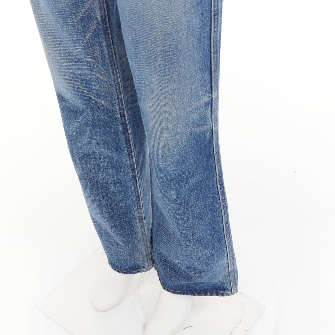 CELINE W_FL_003 N286 930F 07UW denim gold horsebit logo buckles flare jeans 26"