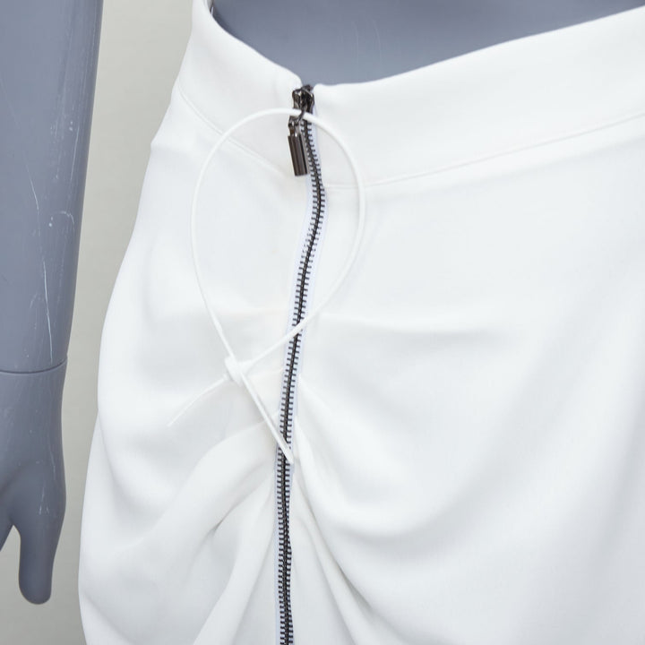 MATICEVSKI 2022 Apparent white black metal zip back pencil skirt AUS10 L
