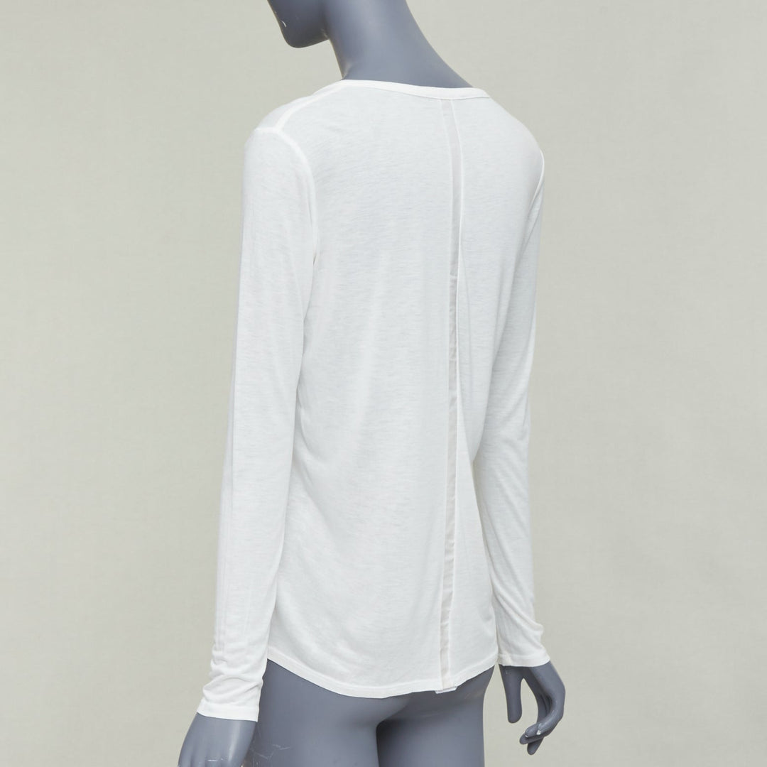 THE ROW cream viscose silk trim scoop neck soft relaxed tshirt XS