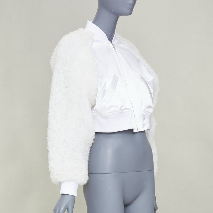 COMME DES GARCONS GIRL 2022 white tulle ruffle sleeve satin cropped jacket M