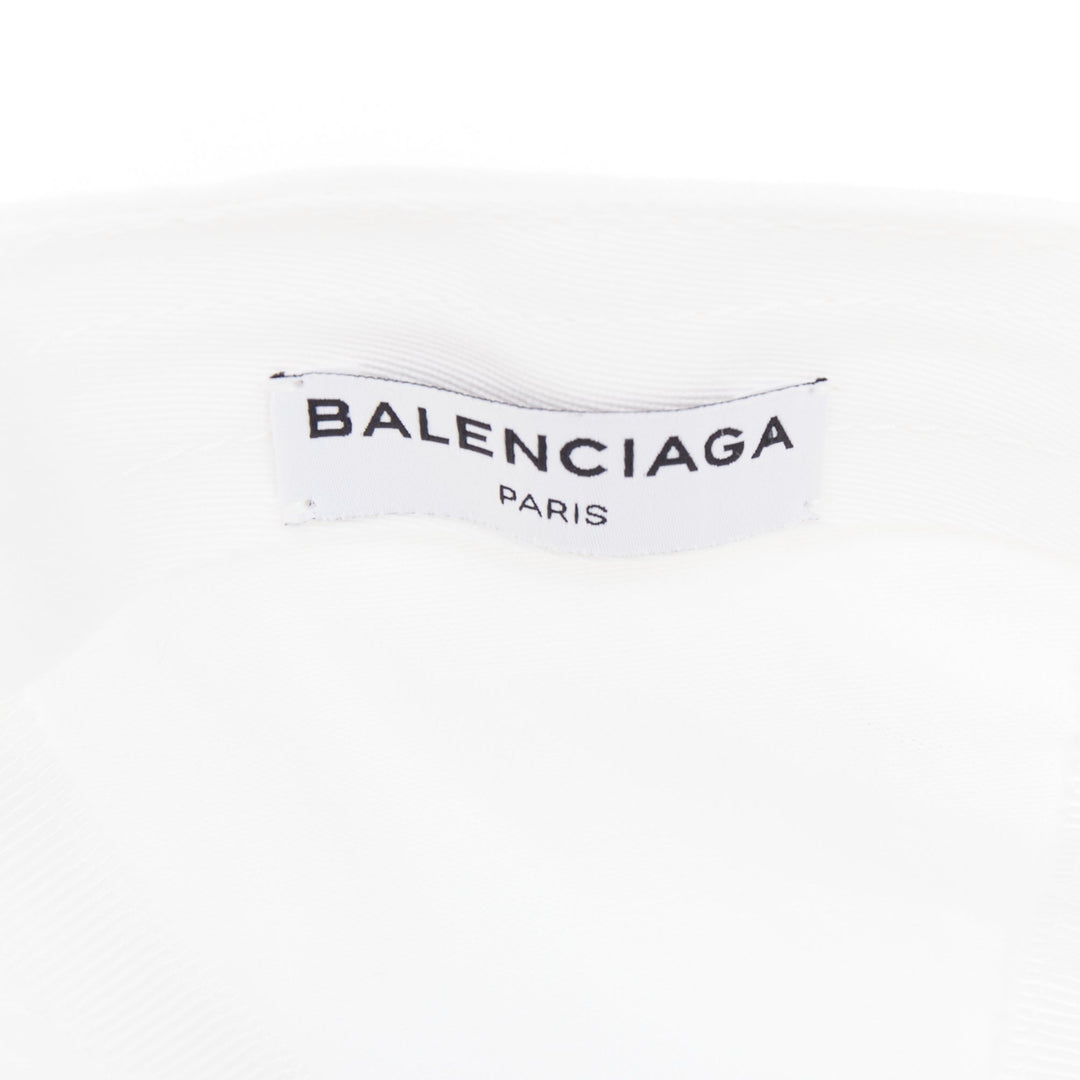 BALENCIAGA white cotton black embroidered logo baseball cap L