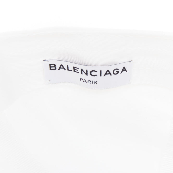BALENCIAGA white cotton black embroidered logo baseball cap L