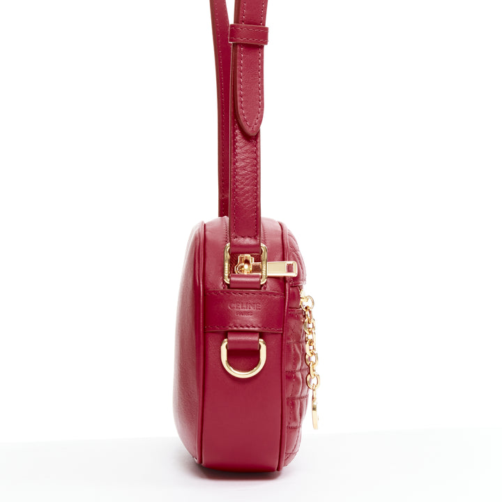 CELINE Hedi Slimane 2019 C Charm red quilted small crossbody camera bag