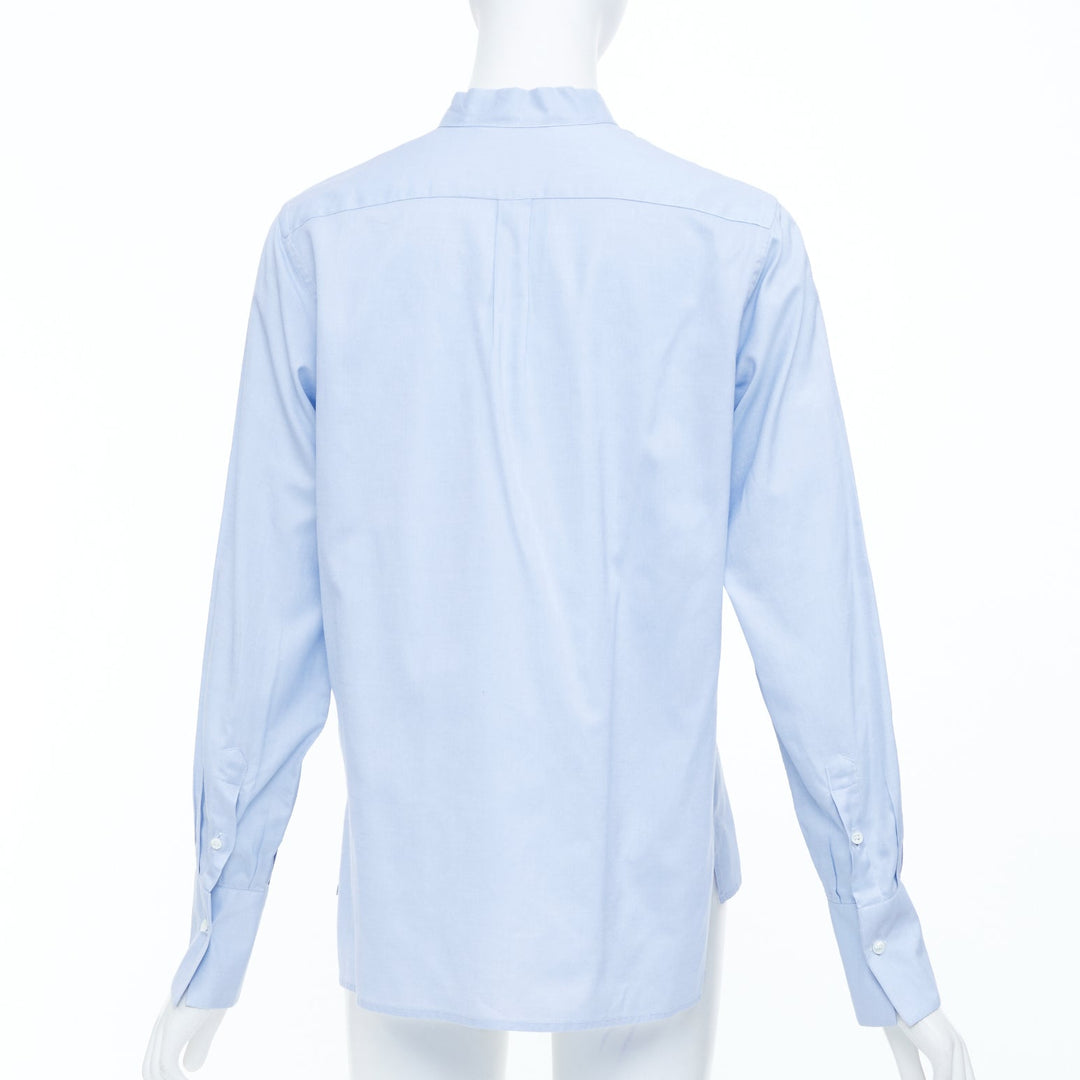 VALENTINO light blue cotton pussy bow tie keyhole cut out blouse shirt IT40 S
