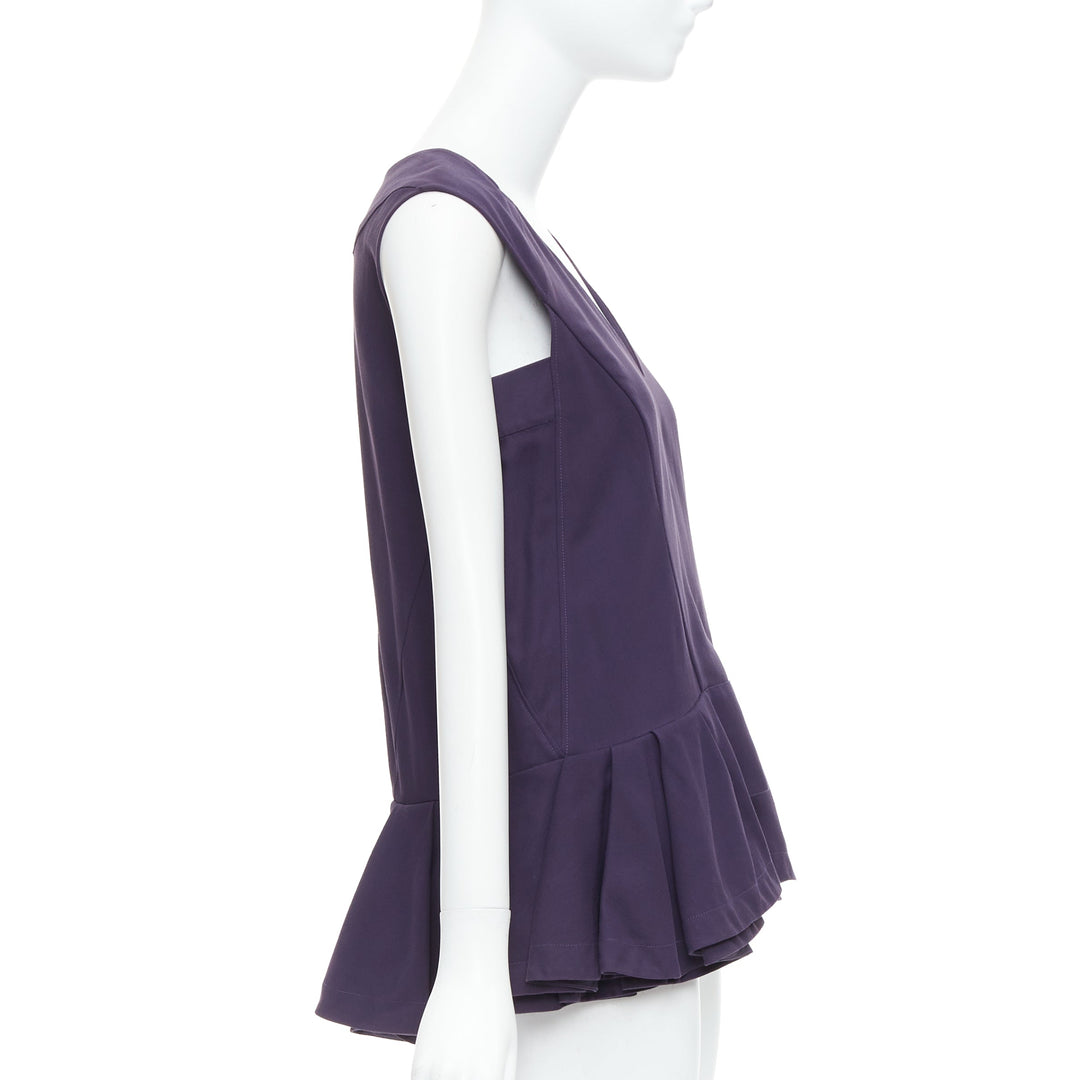 MARNI purple cotton silk Vneck peplum hi low tunic top IT40 S