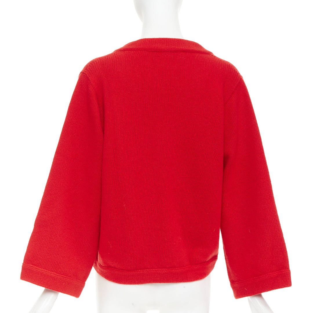 GUCCI 2017 Runway red wool Loved Bird floral embroidered  red wool sweater S