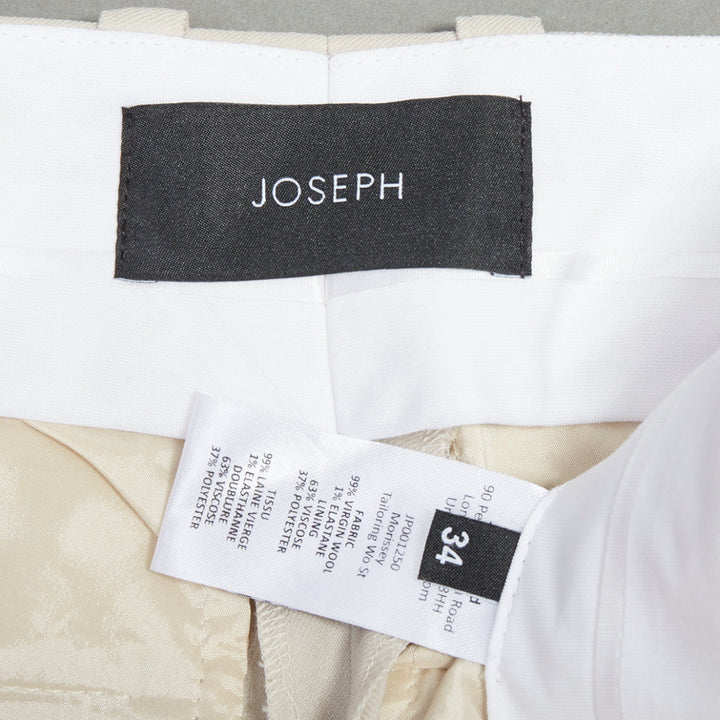 JOSEPH beige virgin wool blend classic wide leg pants FR34 XS