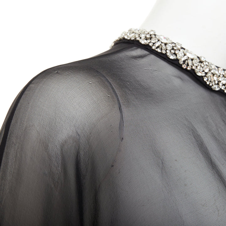 ALEXANDRE VAUTHIER COUTURE 2021 Runway crystal collar sheer cape blouse top