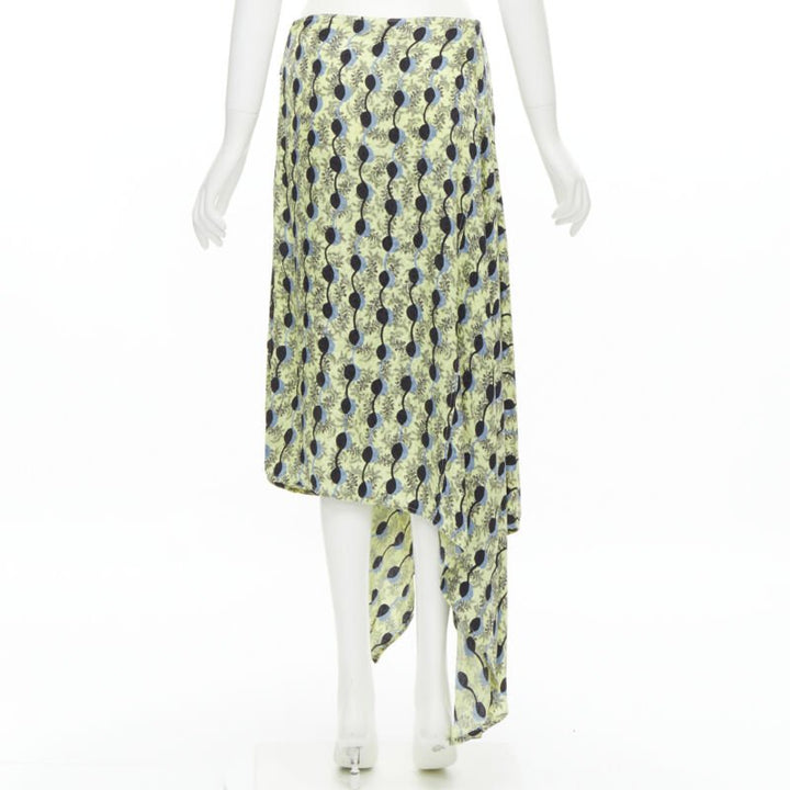 MARNI yellow paisley blue black geometric print belted wrap skirt IT40 S