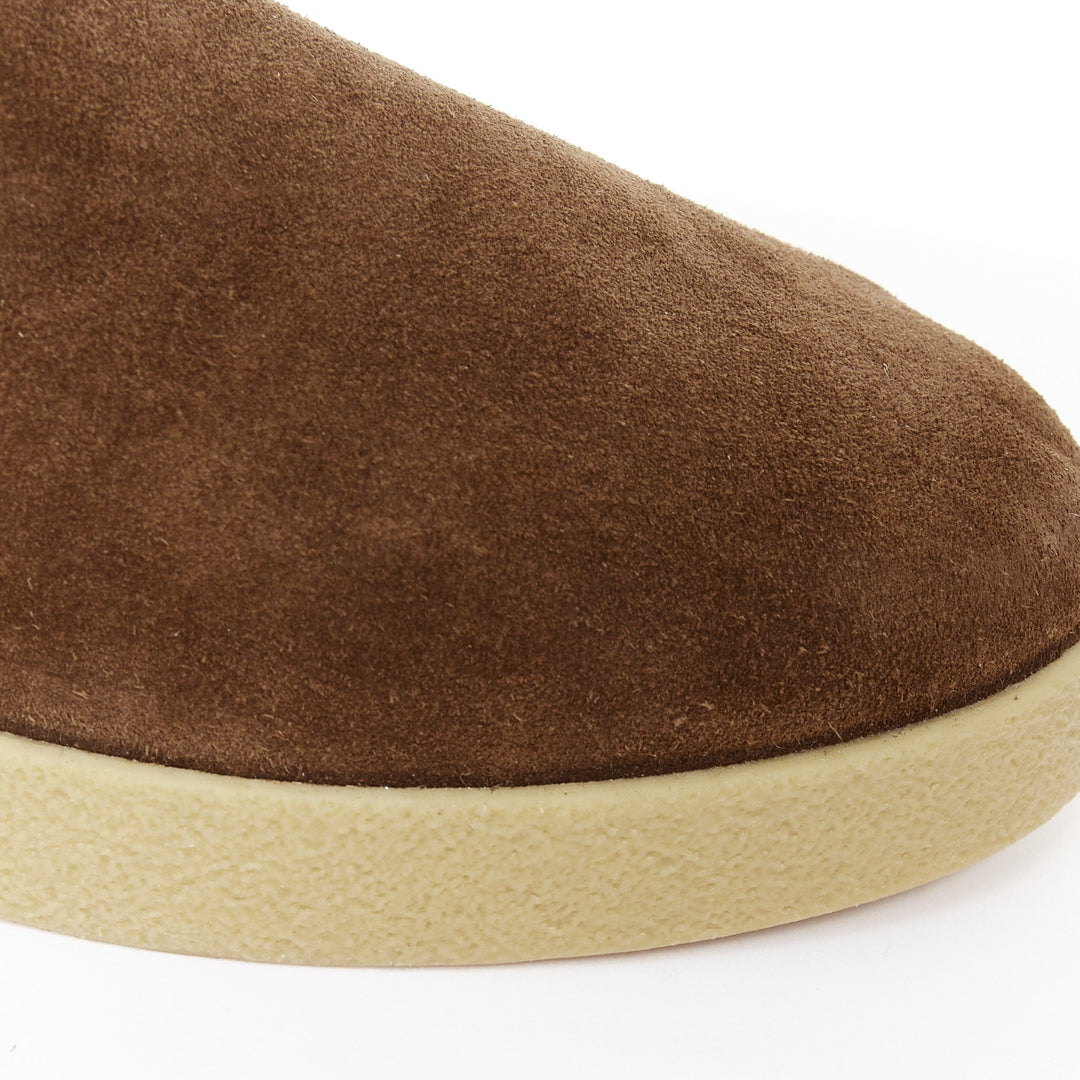 MIU MIU 2023 logo shearling lined brown suede comfort chukka ankle boots EU39