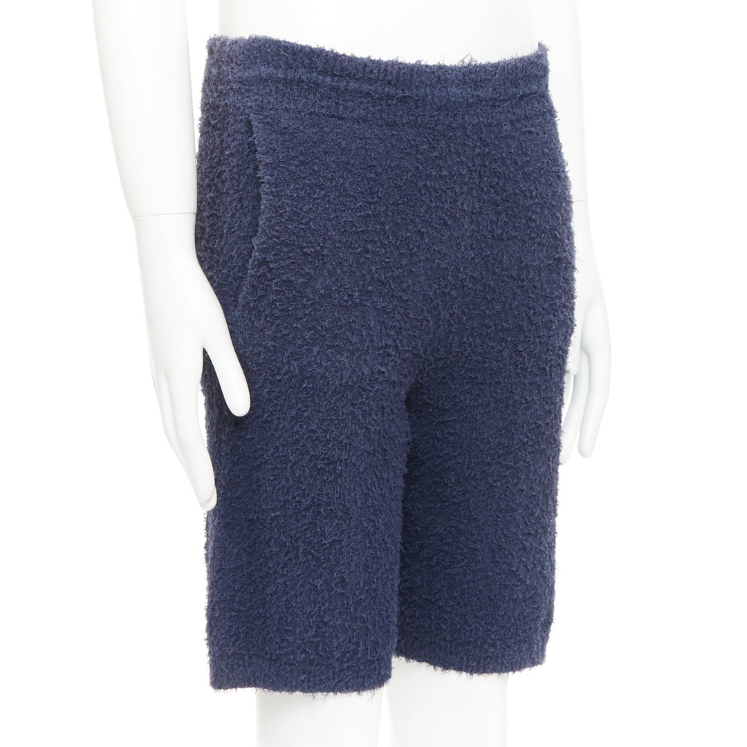 MAISON MARGIELA 2015 navy blue cotton boucle pilled towelling Bermuda shorts M