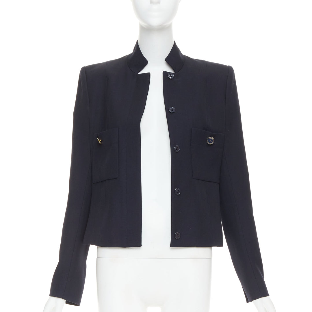ALEXANDRE VAUTHIER COUTURE AW2023 Runway navy  military collar officer jacket