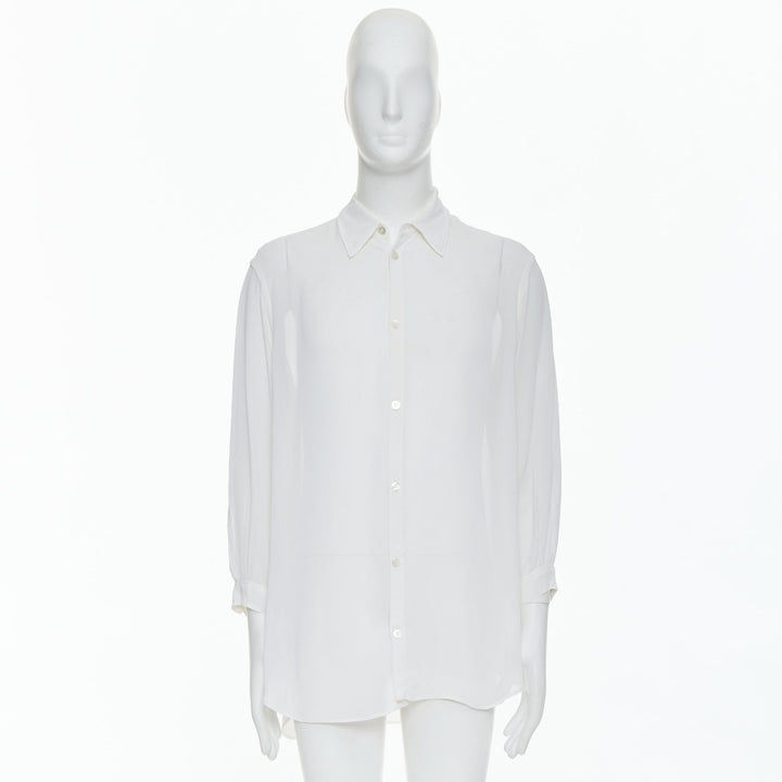 Male mannequin wearing Yohji Yamamoto Y's White Rayon Men Shirt in Size  M | Available at JHROP