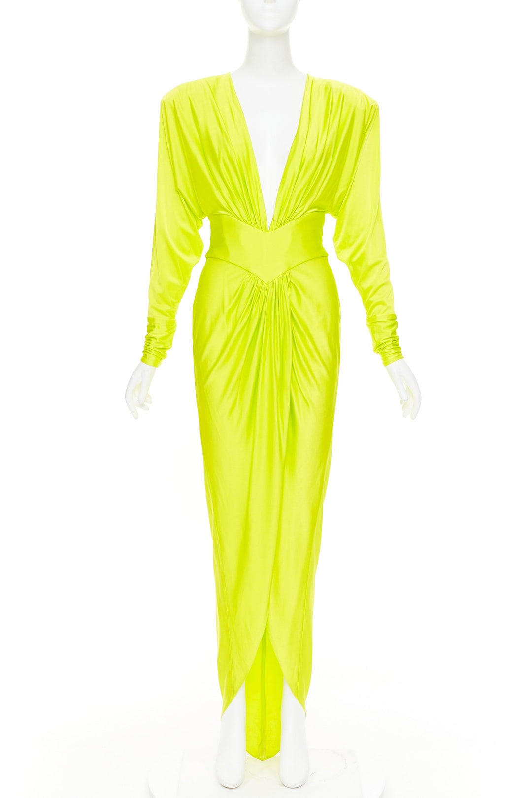 neon yellow wrap dress Neon Yellow Rhinestone Off Shoulder Cut Out Seamless Dress