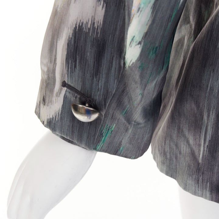 GIORGIO ARMANI 2008 grey multicolor silk watercolor abstract blazer IT46 XL