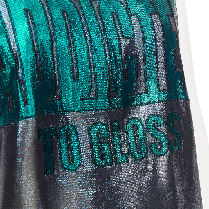 LANVIN 2014 Runway I Am Addicted To Gloss metallic green silver silk lame vest S