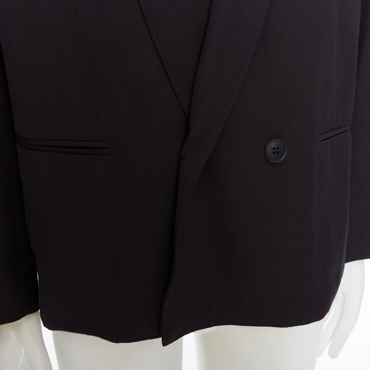 CHRISTOPHE LEMAIRE black virgin wool cotton shawl collar crop blazer Sz3 M