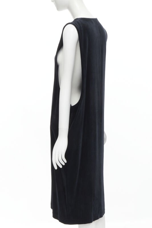 vintage COMME DES GARCONS 1980's black velvet asymmetric dropped armhole dress S