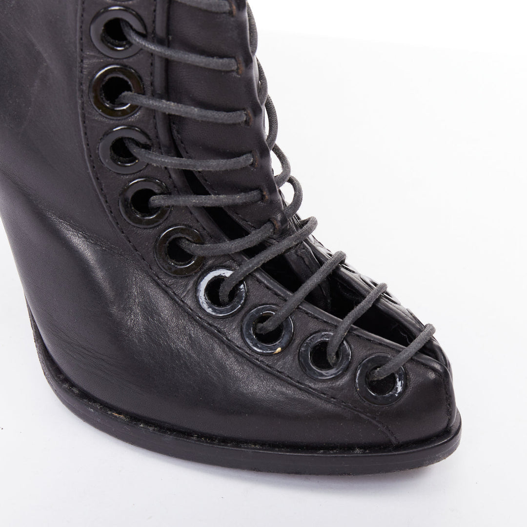 GIVENCHY Runway black corset laced up gladiator ankle boots EU40