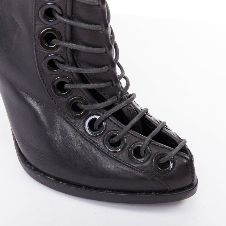 GIVENCHY Runway black corset laced up gladiator ankle boots EU40