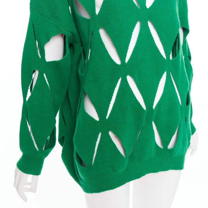 VALENTINO 2022 Pier Paolo Piccioli green virgin wool cut out sweater XXS