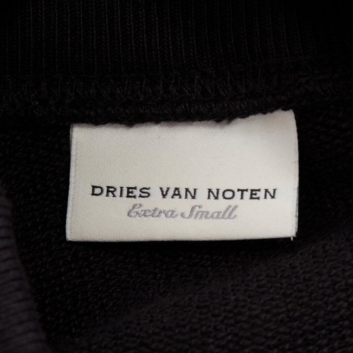 DRIES VAN NOTEN black cotton mock neck dolman short sleeves boxy sweatshirt XS