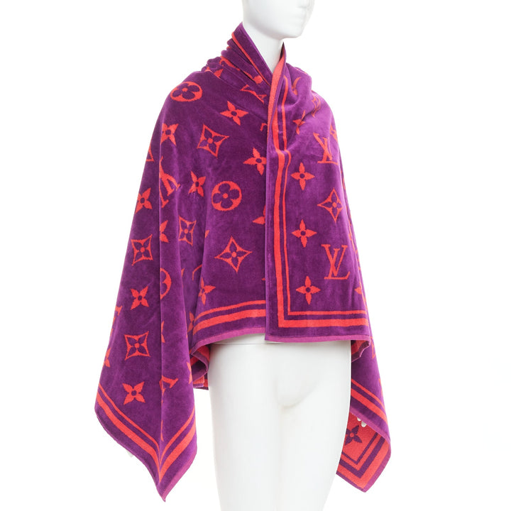 LOUIS VUITTON Vuittamins  pink purple cotton LV monogram beach towel