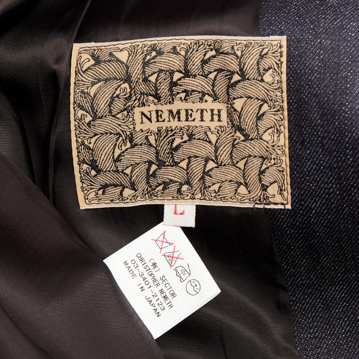 NEMETH Christopher Nemeth indigo blue cotton flap pockets boxy blazer jacket L