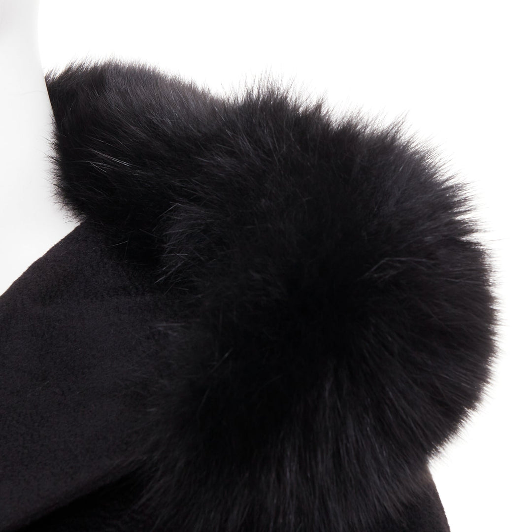 MARA STUDIO Mango virgin wool fur trim collar hood coat IT36 XXS
