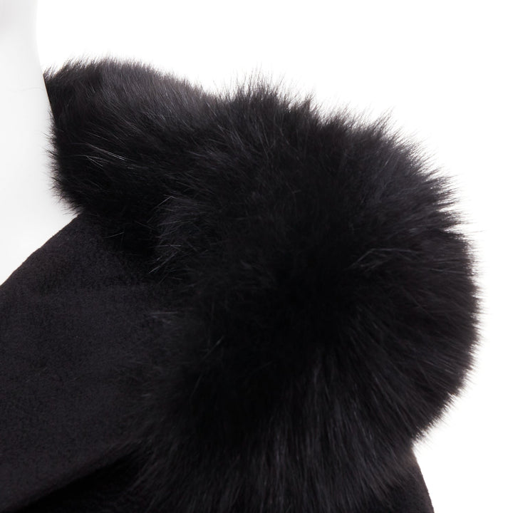 MARA STUDIO Mango virgin wool fur trim collar hood coat IT36 XXS