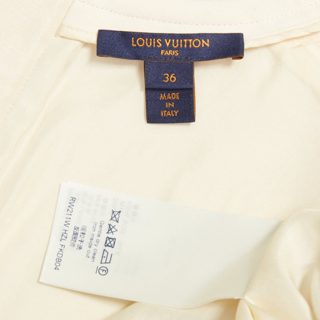 LOUIS VUITTON 2021 Game On ivory wool silk red Heart Logo ruffle dress FR36 S